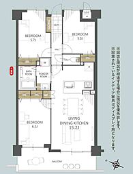 アーサー大橋エクシオ2 3LDKの間取図画像