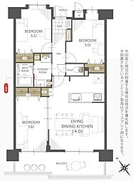 ホワイトキャッスル砂津 3LDKの間取図画像