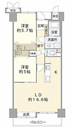 サーパス南福岡 2LDKの間取図画像