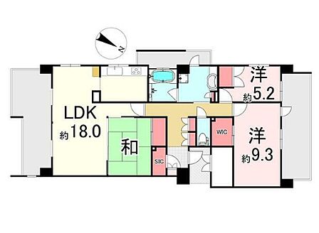 94.48m2の広々3LDK!南東向き角部屋♪
