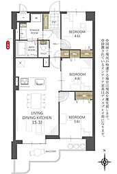アンピール第2高木 3LDKの間取図画像