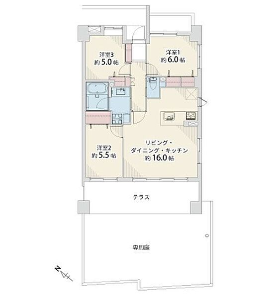 専用庭付き3LDK！南西向き角部屋で陽当たり良好♪