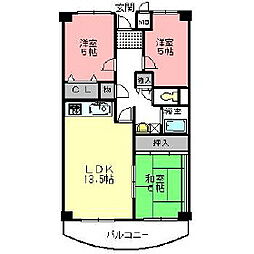 プレストコート壱番館・弐番館 7階3LDKの間取り
