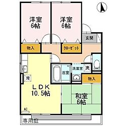 セジュールMIYABI 1階3LDKの間取り