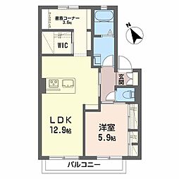 コートタウン錦　Ｃ棟 202 2階1LDKの間取り