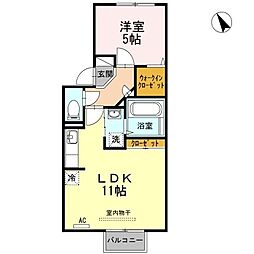 パティーナ 2階1LDKの間取り