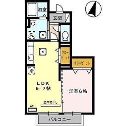 エミネンス上野中 1階1LDKの間取り