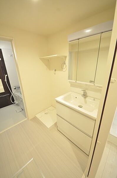 画像8:独立洗面台、室内洗濯パン、脱衣スペースも広々しています。