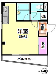 ドミールナカムラ 3階ワンルームの間取り
