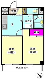 NIビル 2階2Kの間取り