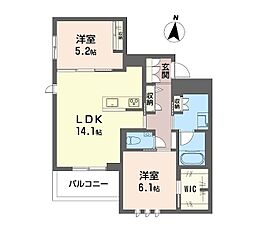 フェリシード　多摩川 2階2LDKの間取り