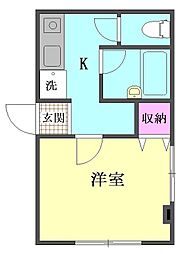 竹内マンション 1階1Kの間取り