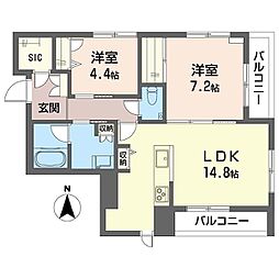 フェリシータ 3階2LDKの間取り