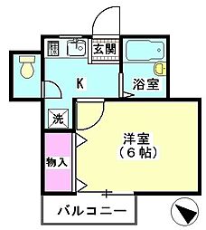 サン・ヴィル久が原 1Kの間取図画像