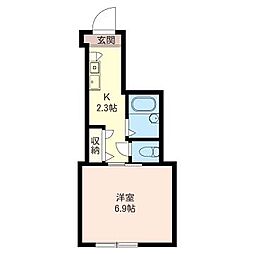 ライトハウス 1Kの間取図画像
