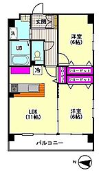 ラフィネブランシュ 2LDKの間取図画像