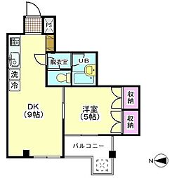 クライム山本 1DKの間取図画像