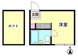 サニーコスメックパート1 ワンルームの間取図画像