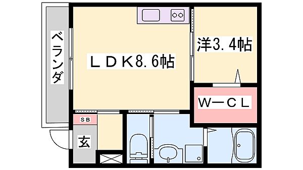 ヴェルドールＡ 102｜兵庫県姫路市花田町小川(賃貸アパート1LDK・1階・33.02㎡)の写真 その2