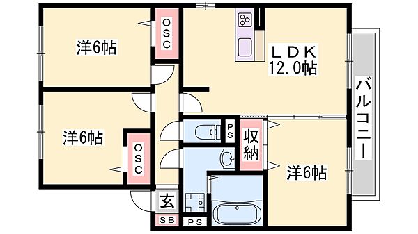 兵庫県姫路市御立西１丁目(賃貸アパート3LDK・2階・68.75㎡)の写真 その2