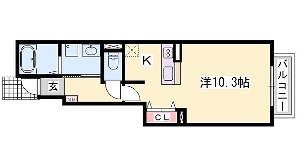 兵庫県姫路市名古山町(賃貸アパート1K・1階・32.90㎡)の写真 その2