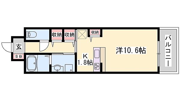 兵庫県姫路市飾磨区野田町(賃貸マンション1K・3階・30.96㎡)の写真 その2