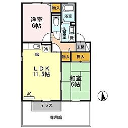 JR東海道・山陽本線 網干駅 徒歩29分の賃貸アパート 1階2LDKの間取り