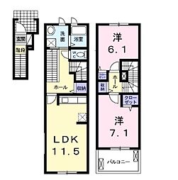アルメールM 2LDKの間取図画像