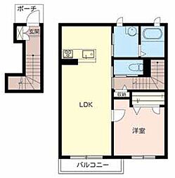 北条鉄道 北条町駅 徒歩6分の賃貸アパート 2階1LDKの間取り