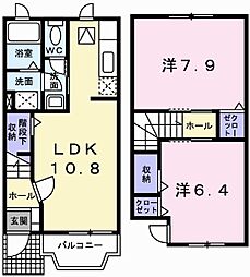 JR東海道・山陽本線 ひめじ別所駅 徒歩17分の賃貸アパート 1階2LDKの間取り