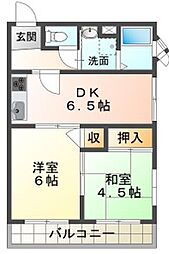 野里ハイツ 2LDKの間取図画像