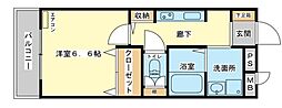 ハイツ中浜 1Kの間取図画像