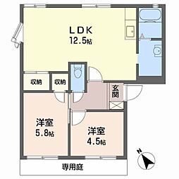 ネオハイツロッキーB棟 2LDKの間取図画像
