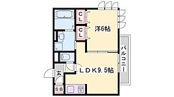 J・アメニティ北今宿 1LDKの間取図画像