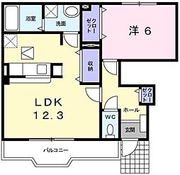 ベル・グラース 1LDKの間取図画像