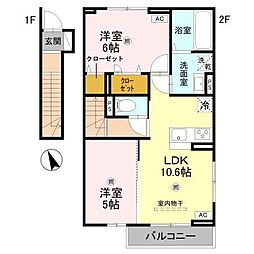 (仮称)D-ROOM播磨町K 2LDKの間取図画像