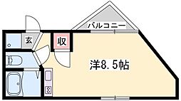 ベルフラワー岡町 1Kの間取図画像