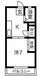 レジデンス香呂 1DKの間取図画像