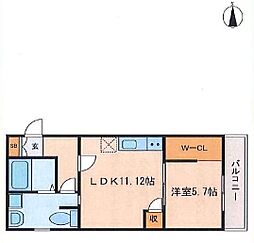 デュオ呉服町 1LDKの間取図画像