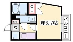 ジュネス白国 1Kの間取図画像