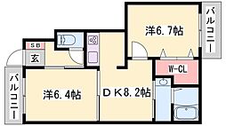 シャーメゾン三木C 2DKの間取図画像