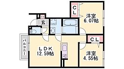 アインスベルグ 2LDKの間取図画像