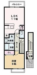 ウッドパストラル3 1LDKの間取図画像