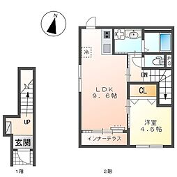 クレスト・若宮 1LDKの間取図画像