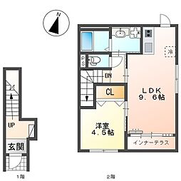 クレスト・若宮 1LDKの間取図画像