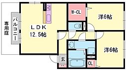 パインハイツA 2LDKの間取図画像