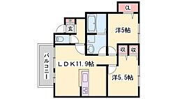 ヴィラ・フォレスティア 2LDKの間取図画像