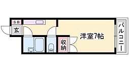 ロッキーコート太子 ワンルームの間取図画像