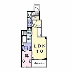 ヴェルデ・フレスコ 1LDKの間取図画像