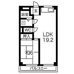 ハッピーコート駅南大路 1LDKの間取図画像